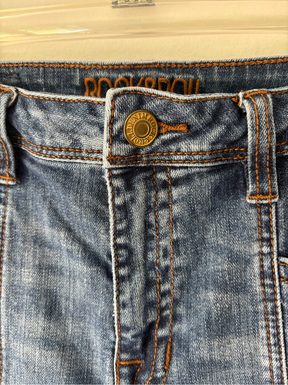 Rock & Roll Denim Front Seam High Rise Trouser Medium Wash Jean Wide Leg Bootcut - Picture 6 of 13